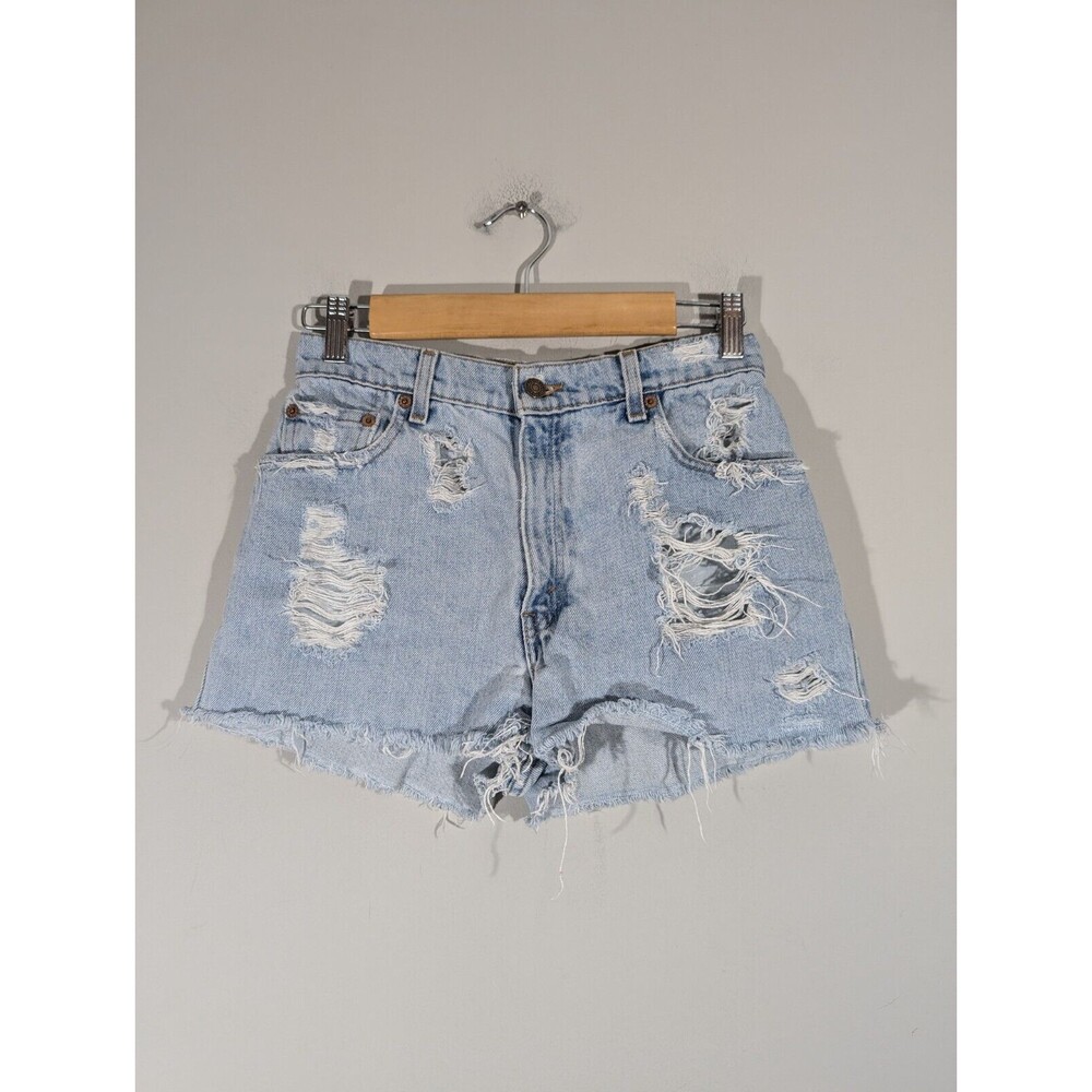 Levi's 550 Shorts Women 6 Vintage Distressed Cut Off Relaxed Denim Light Wash‎